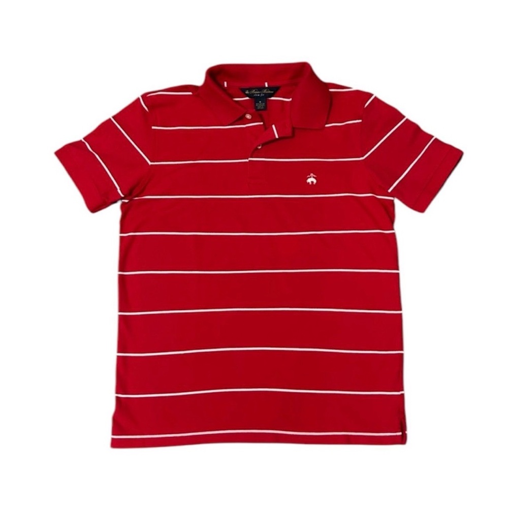 Brooks Brothers Slim Fit Stretch Cotton Red Striped Polo Shirt Men’s Medium